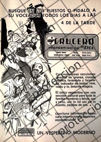 AFICHE RETRO ORIGINAL. PERIODICO CRUCERO VERSPERTINO 1970