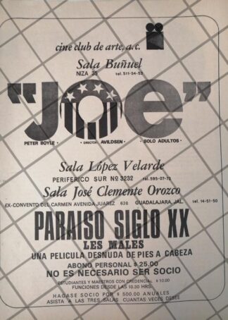 AFICHE ANTIGUO. CINE CLUB DE ARTE A.C. 1971 /5