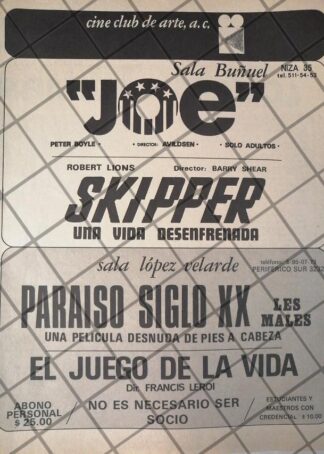AFICHE ANTIGUO. CINE CLUB DE ARTE A.C. 1971 /4