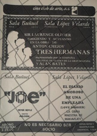 AFICHE ANTIGUO. CINE CLUB DE ARTE A.C. 1971 /1
