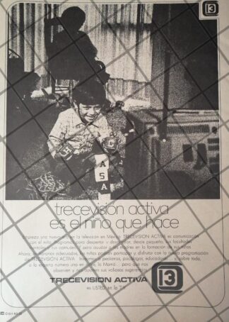 AFICHE RETRO ORIGINAL. TELEVISORA TRECEVISION ACTIVA CANAL 13 1970