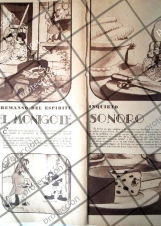 AFICHE ANTIGUO ORIGINAL. MICKEY MOUSE Y DIBUJOS ANIMADOS 1934