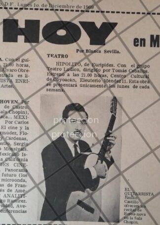 AFICHE ANTIGUO ORIGINAL. EL GUITARRISTA EMILIO CASTILLO 1969