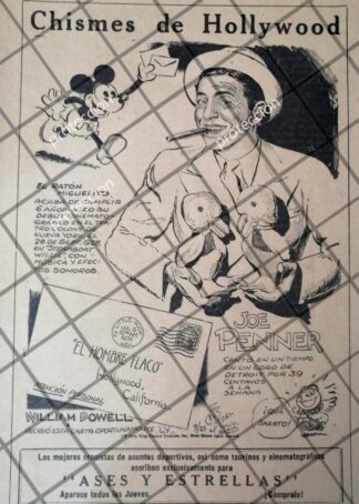 AFICHE ANTIGUO ORIGINAL. DEBUT DE MICKEY MOUSE EN CINE 1934 Y MAS