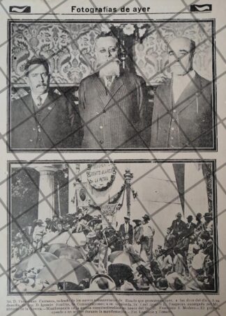 AFICHE ANTIGUO ORIGINAL. VENUSTIANO CARRANZA Y SU GABINETE 1914