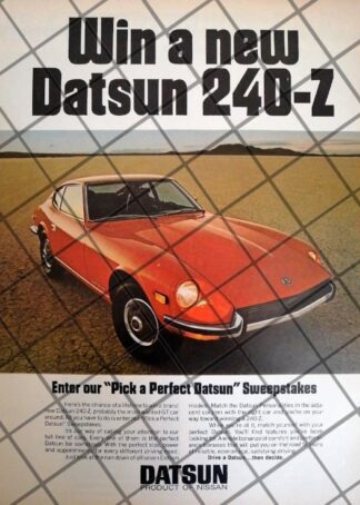 CARTEL RETRO DEBUTA DE AUTOS NISSAN DATSUN 240-Z /MUY RARO