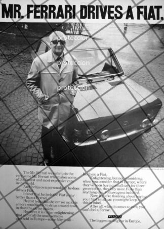 RARISIMO CARTEL RETRO ENZO FERRARI Y AUTOS FIAT 1971