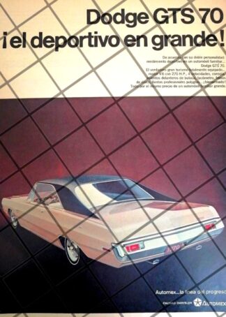 AFICHE RETRO ORIGINAL AUTOS DODGE GTS 1970 -1063