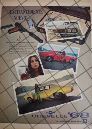 AFICHE RETRO ORIGINAL AUTOS CHEVROLET CHEVELLE 1968 -1042