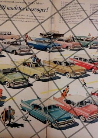 AFICHE RETRO ORIGINAL AUTOS CHEVROLET MODELOS DE 1957 -1037