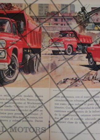 AFICHE RETRO ORIGINAL CAMION DE VOLTEO 100 GENERAL MOTORS 1959