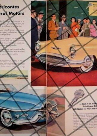 AFICHE RETRO ORIGINAL AUTOS BUICK XP-300 1953 Y LE SABRE /RARO