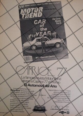 AFICHE RETRO ORIGINAL AUTOS CHEVROLET CAPRICE 1977 -1031