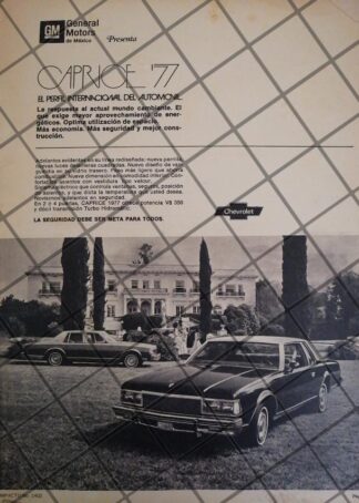 AFICHE RETRO ORIGINAL AUTOS CHEVROLET CAPRICE 1977 -1030