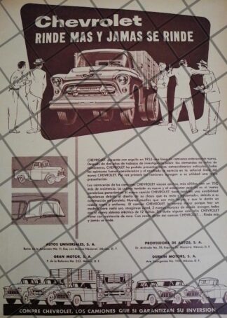 AFICHE RETRO ORIGINAL CAMIONETS CHEVROLET 1955 -1029