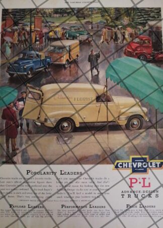 AFICHE RETRO ORIGINAL CAMIONETAS CHEVROLET 1950 -1028