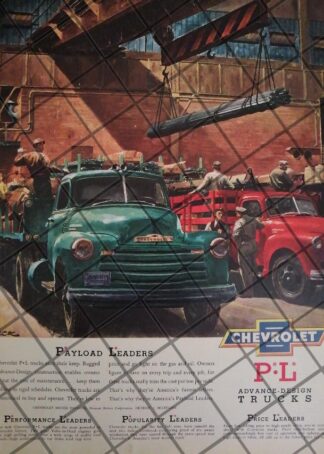 AFICHE RETRO ORIGINAL CAMIONES CHEVROLET 1950 -1027