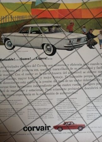 AFICHE RETRO ORIGINAL AUTOS CORVAIR SEDAN 700 1961 /1021