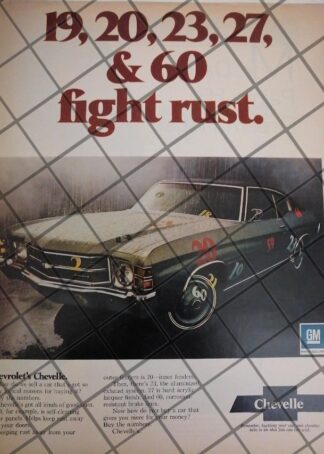 AFICHE RETRO ORIGINAL AUTOS CHEVROLET CHEVELLE 1970/1009