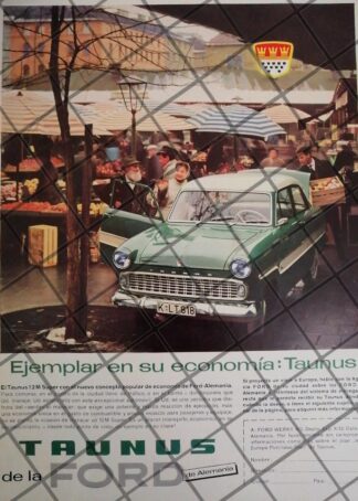 CARTEL RETRO ORIGINAL AUTOS FORD TAUNUS 12M 1962/1008