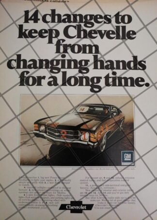 CARTEL RETRO ORIGINAL AUTOS CHEVROLET CHEVELLE 1970/1007