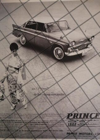 CARTEL RETRO ORIGINAL AUTOS PRINCE SKYLINE 1900 DELUXE 1962 /1003