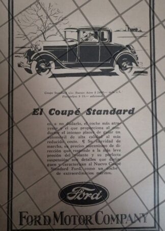 CARTEL VINTAGE ORIGINAL AUTOS FORD MODEL T. COUPE 1926. -1103 RARO