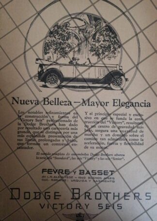 CARTEL ANTIGUO ORIGINAL AUTOS DODGE VICTORY 6 ROADSTER 1927. -1097