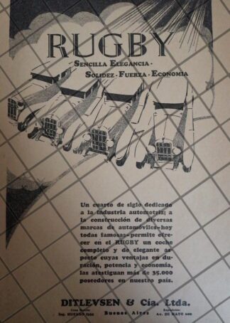 CARTEL ANTIGUO ORIGINAL AUTOS RUGBY ROADSTER 1927 -1093