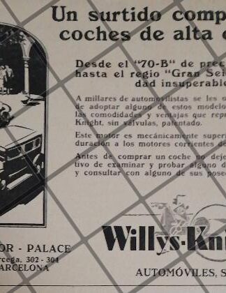 CARTEL RETRO AUTOS WILLYS-KNIGHT 1927 /MUY RARO