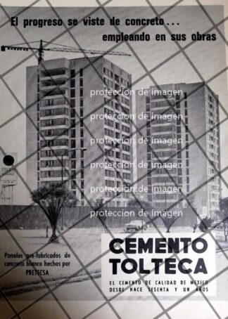 AFICHE RETRO CEMENTOS TOLTECA CONSTRUYE COL. PALMAS CORINTO 1969