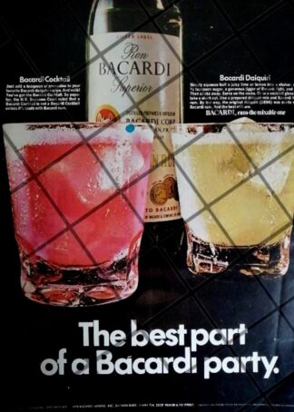 CARTEL PUBLICITARIO RETRO RON BACARDI 1960s /629