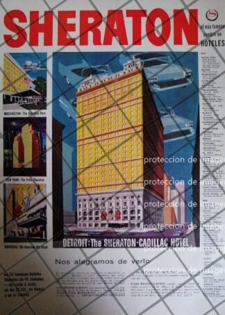 CARTEL PUBLICITARIO RETRO HOTEL SHERATON 1959 /963