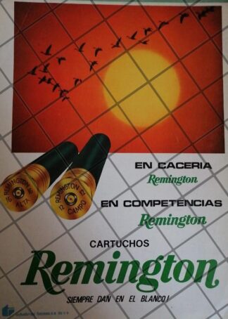 CARTEL PUBLICITARIO RETRO CARTUCHOS REMINGTON 1970s