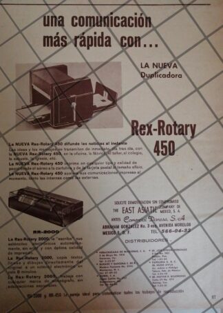 RARO CARTEL ANTIGUO ORIGINAL 1960 MIMIOGRAFO REX ROTARY 450