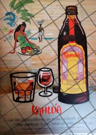 CARTEL RETRO ORIGINAL. LICOR DE CAFE. KAHLUA 1960 /620