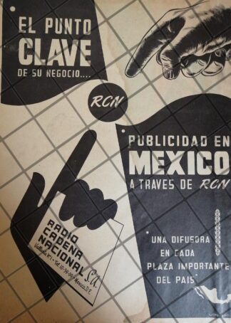 AFICHE RETRO ORIGINAL. RADIO DIFUSORA, RADIO CADENA NACIONAL 1953