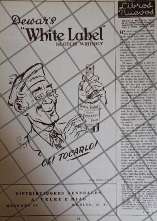 CARTEL RETRO. WHISKY DEWARS WHITE LEBEL 1950