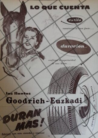 CARTEL PUBLICITARIO ANTIGUO LLANTAS GOODRICH 1951