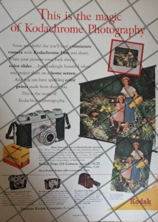 CARTEL ANTIGUO ORIGINAL 1950 CAMARA KODAK PONY 135 /602