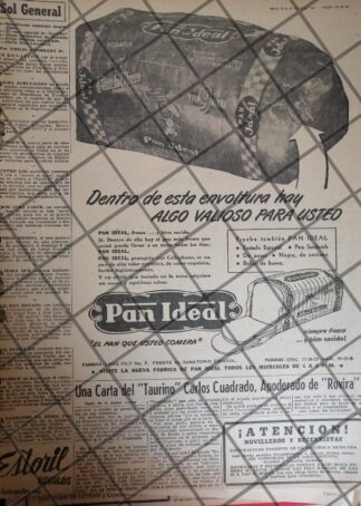 CARTEL ANTIGUO ORIGINAL PAN IDEAL 1947 /RARO