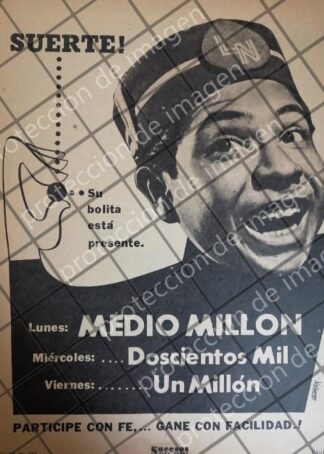 AFICHE ANTIGUO ORIGINAL LOTERIA NACIONAL EL NIÑO GRITON 1956 /182