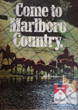 CARTEL RETRO, CIGARROS, VENGA AL MUNDO MARLBORO 1970