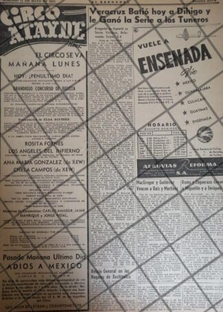 CARTEL ANTIGUO CIRCO ATAYDE Y OTROS 1947
