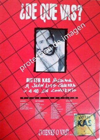 CARTEL RETRO KAS Y JUAN LUIS GUERRA EN CONCIERTO 1993 ESPAÑA