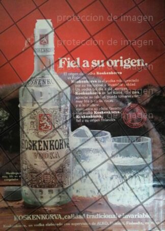 CARTEL PUBLICIDAD ANTIGUA VODKA KOSKENKORVA 1970s -618 RARO