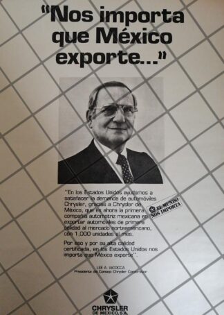 CARTEL RETRO ORIGINAL. LEE. A. IACOCCA, CRYSLER DE MEXICO /941