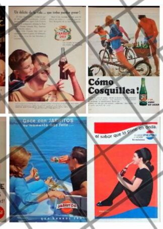 8 CARTELES ANTIGUOS REFRESCOS VARIOS AÑOS 40s-70s /319