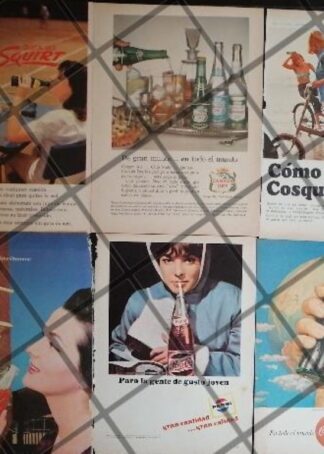 6 CARTELES ANTIGUOS REFRESCOS VARIOS AÑOS 40s-70s /317