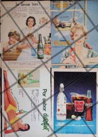 8 CARTELES ANTIGUOS REFRESCOS VARIOS AÑOS 40s-70s /316